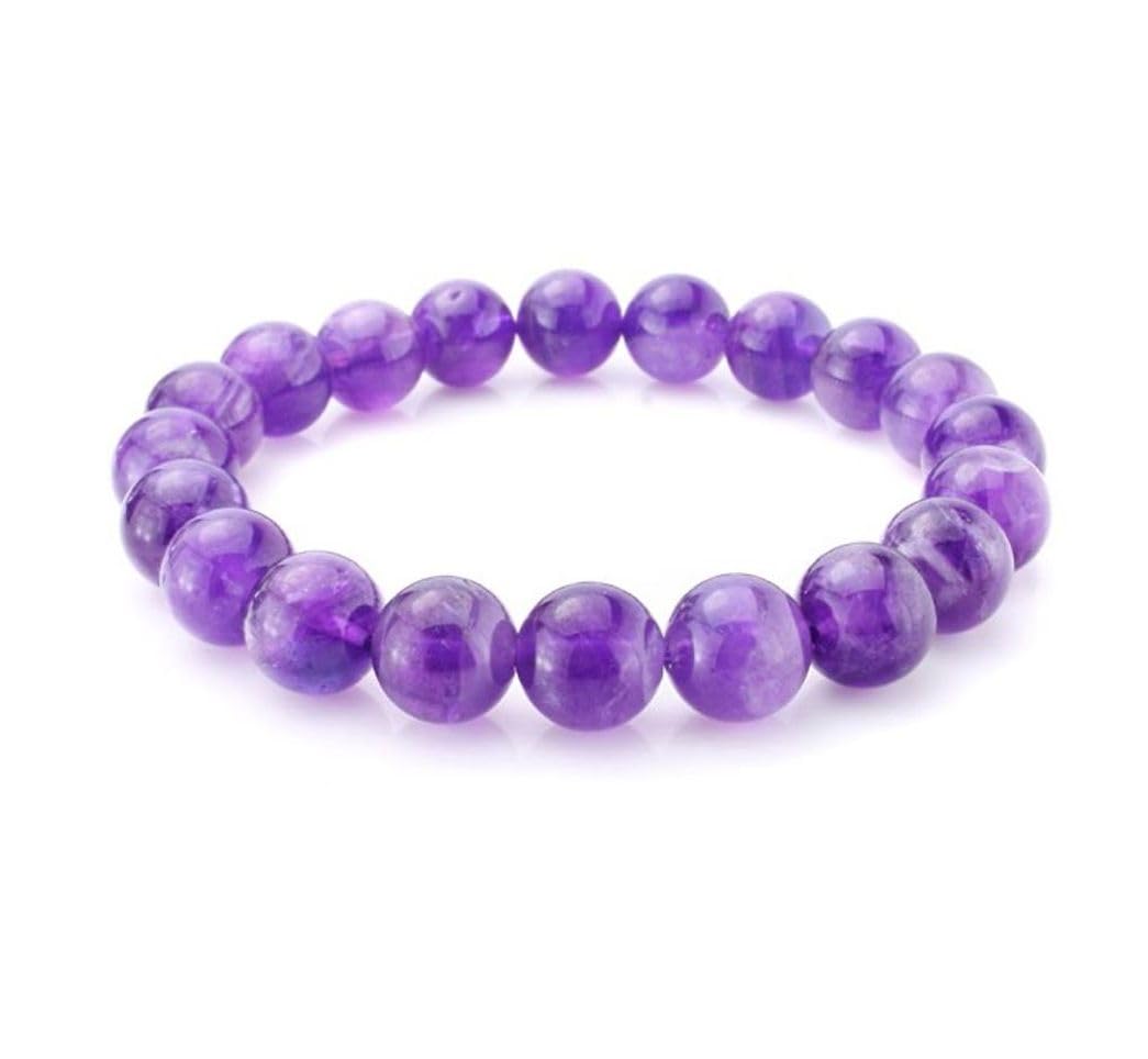 Adabele Real Natural Grade A Purple Amethyst Bracelet 7.5 inch Stretch Gemstone Beaded Bracelet Chakra Healing Crystal Stone Jewelry Women Mom Gift (Unisex) GB8-B7