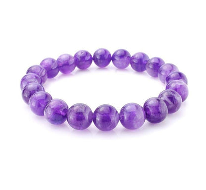 Adabele Real Natural Grade A Purple Amethyst Bracelet 7.5 inch Stretch Gemstone Beaded Bracelet Chakra Healing Crystal Stone Jewelry Women Mom Gift (Unisex) GB8-B7