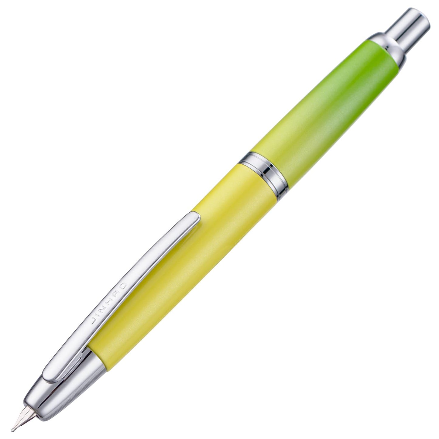 Jinhao 10 Press Fountain Pen with Box, Gradient Green Retractable Extra Fine Nib with Ink Converter Set (Silver Clip)