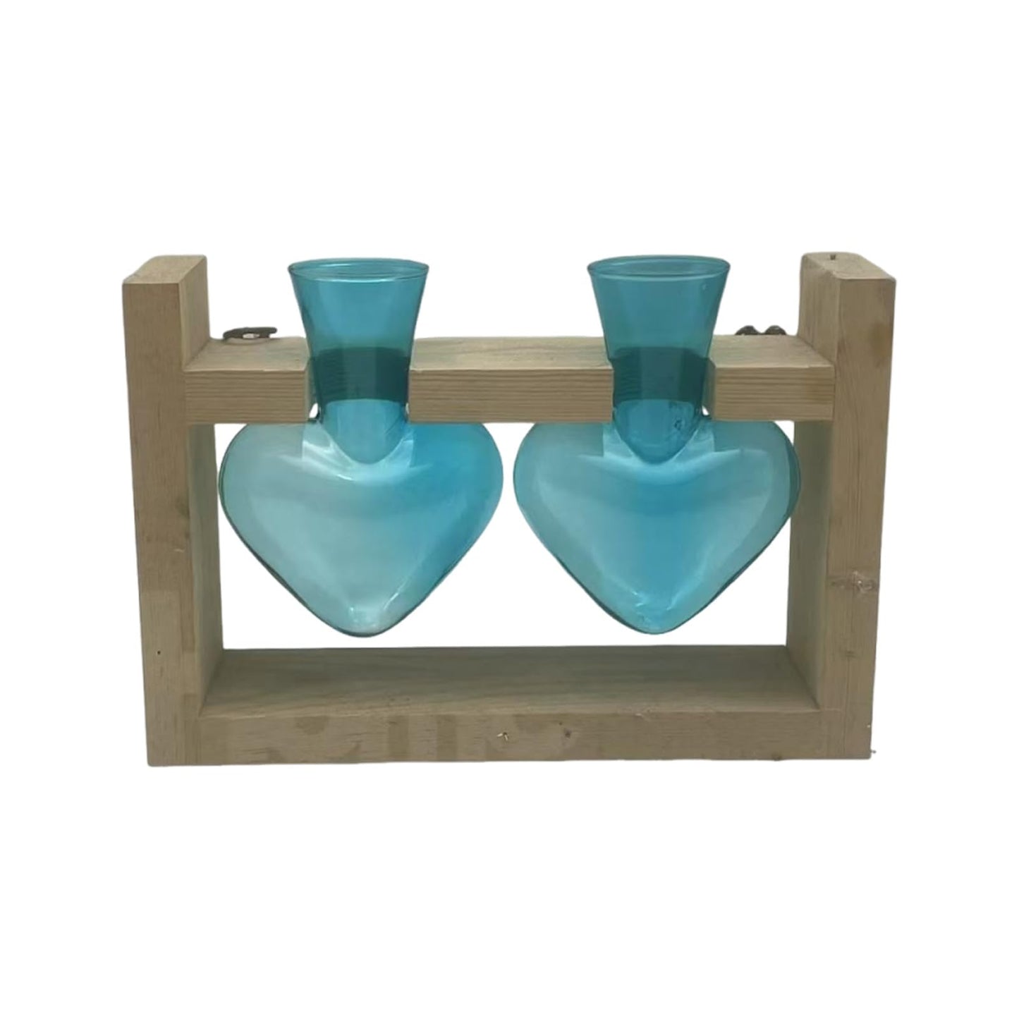 SUNGOOYUE Heart Shaped Glass Vase, Plant Propagation Station with Wooden Stand for Home Garden Decoration, Hydroponic Terrarium for Women Mom
