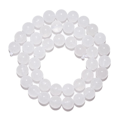 8mm Natural White Jade Gemstone Beads Polished Round Smooth Stone Beads for Bracelets Jewelry Making 15inch Loose Beads