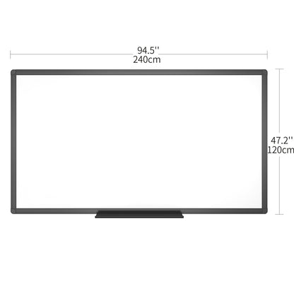 VIZ-PRO Magnetic Dry Erase White Board, 96 X 48 Inches, Black Aluminium Frame