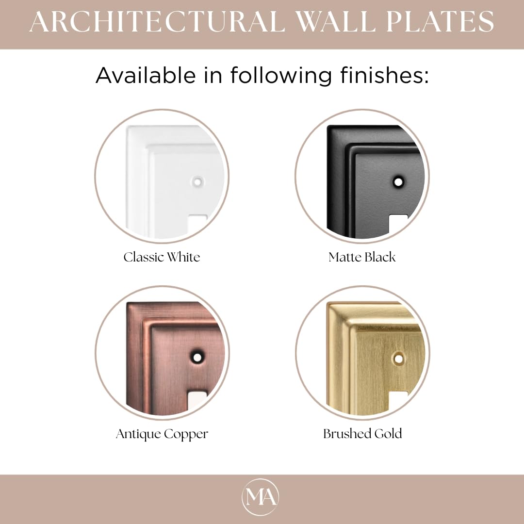 Monarch Abode Rocker Light Switch Cover Plate – 1-Gang Matte Black Decorator Wall Plates, Architectural Decorative Outlet Covers Wall Plates for Receptacle, GFCI Electric Outlet Cover, Pack of 2