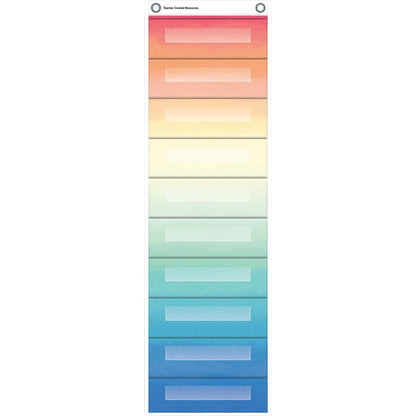 Teacher Watercolor 10 Pocket File Storage Pocket Chart (14'' x 58'')