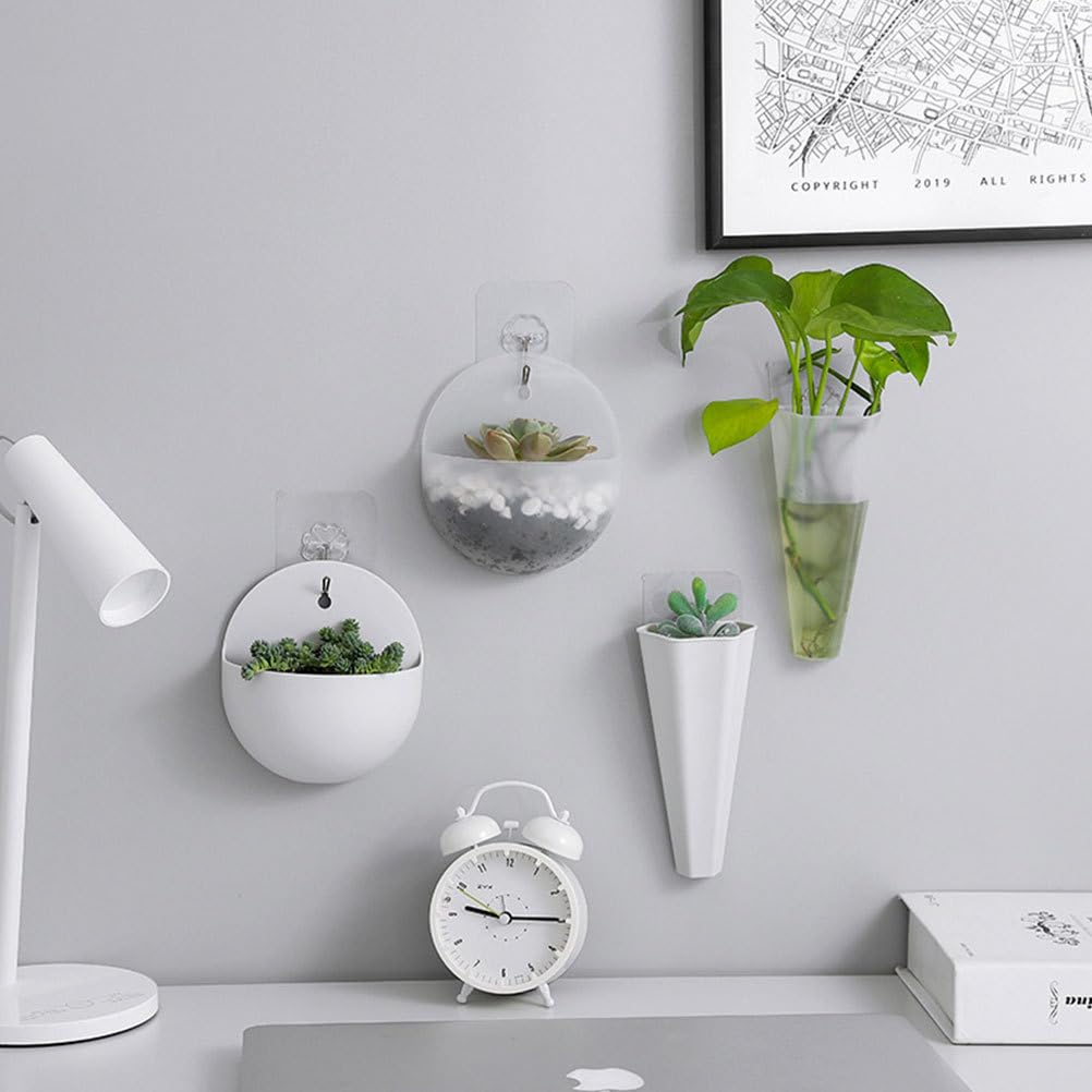 Yardwe Hanging Flower Pot 9Pcs Set White Plastic Wall Planters for Indoor and Outdoor Garden Decor Hydroponic and Trailing Compatible
