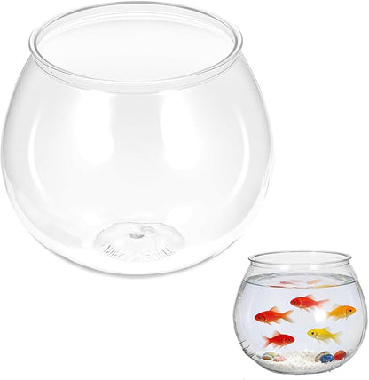SynHHergyx Plastic Fish Bowl 30 oz Decorative Small Mini Fishbowl Round Plastic Aquarium Fish Bowls Unbreakable Heavy Duty Bowl for Centerpiece Vases, Party Decorations, Pack of 1