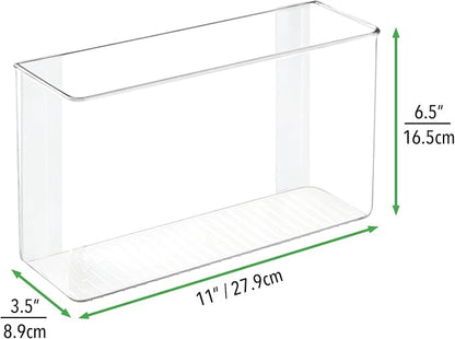 mDesign Plastic Adhesive Mount Storage Organizer Container for Kitchen or Pantry Wall Organization - Space Saving Holder for Sandwich Bags, Foil - 11" Wide - Ligne Collection - 4 Pack - Clear