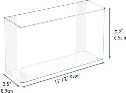 mDesign Plastic Adhesive Mount Storage Organizer Container for Kitchen or Pantry Wall Organization - Space Saving Holder for Sandwich Bags, Foil - 11" Wide - Ligne Collection - Clear