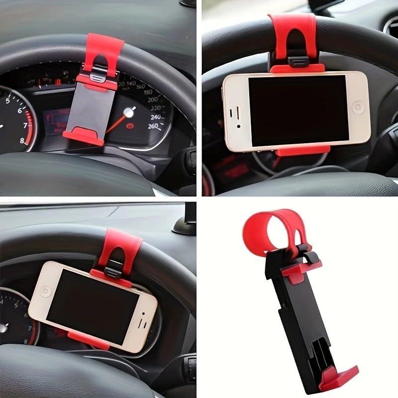Universal Steering Wheel & Bike Phone Holder|Durable Adjustable Clip Mount for Car, Motorcycle,Bicycle|Non-Slip Phone Stand (4-7 Inch Screens),Blue.