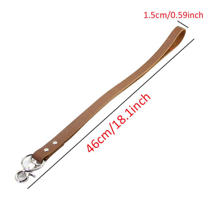 Payutou Leather Keychain Lanyard For Women Neck, Genuine Leather Handmade Lanyard with Keychain for Cellphone, Keys, ID Badge Holder, Camera,1Pcs