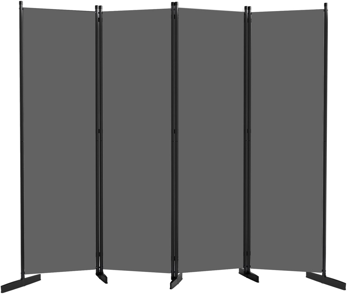 AKTOP Room Divider 4 Panel, 80" W Portable Wall Divider for Room Separation, Freestanding Partition Room Dividers, Folding Room Separators Privacy Screens for Home Office Bedroom, Grey