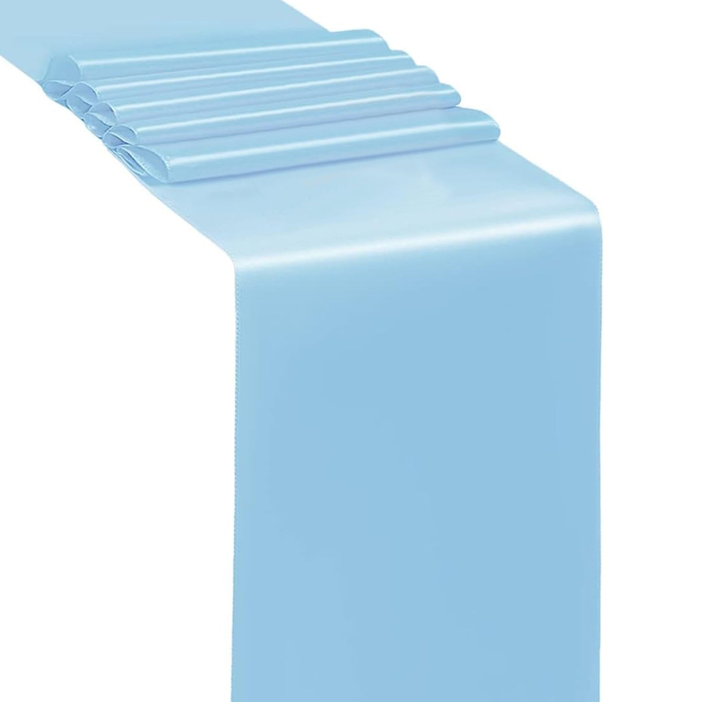 SINSSOWL 50 Baby Blue Chair Sashes Satin Chair Bows for Wedding Birthday Party Fiesta Decor - 7x108 Inches Ribbons Ties Fitted Banquets Folding Decorations