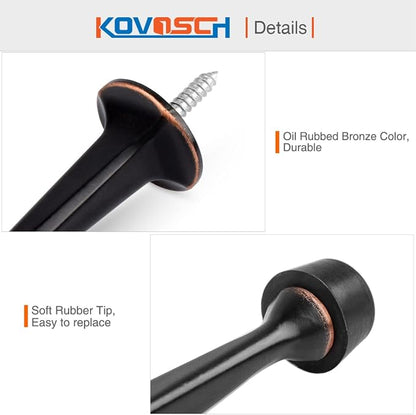 6 Pack Solid Rigid Door Stops - Heavy Duty Door Stoppers Wall Protector with Soft Rubber Tips, Oil Rubbed Bronze