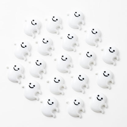 wybcfp 60Pcs Halloween Miniatures Ghost Charms Mini Resin Ghost Vase Fillers White Flatback Ghost Embellishments for Halloween Party Table Scatter Craft DIY Accessory