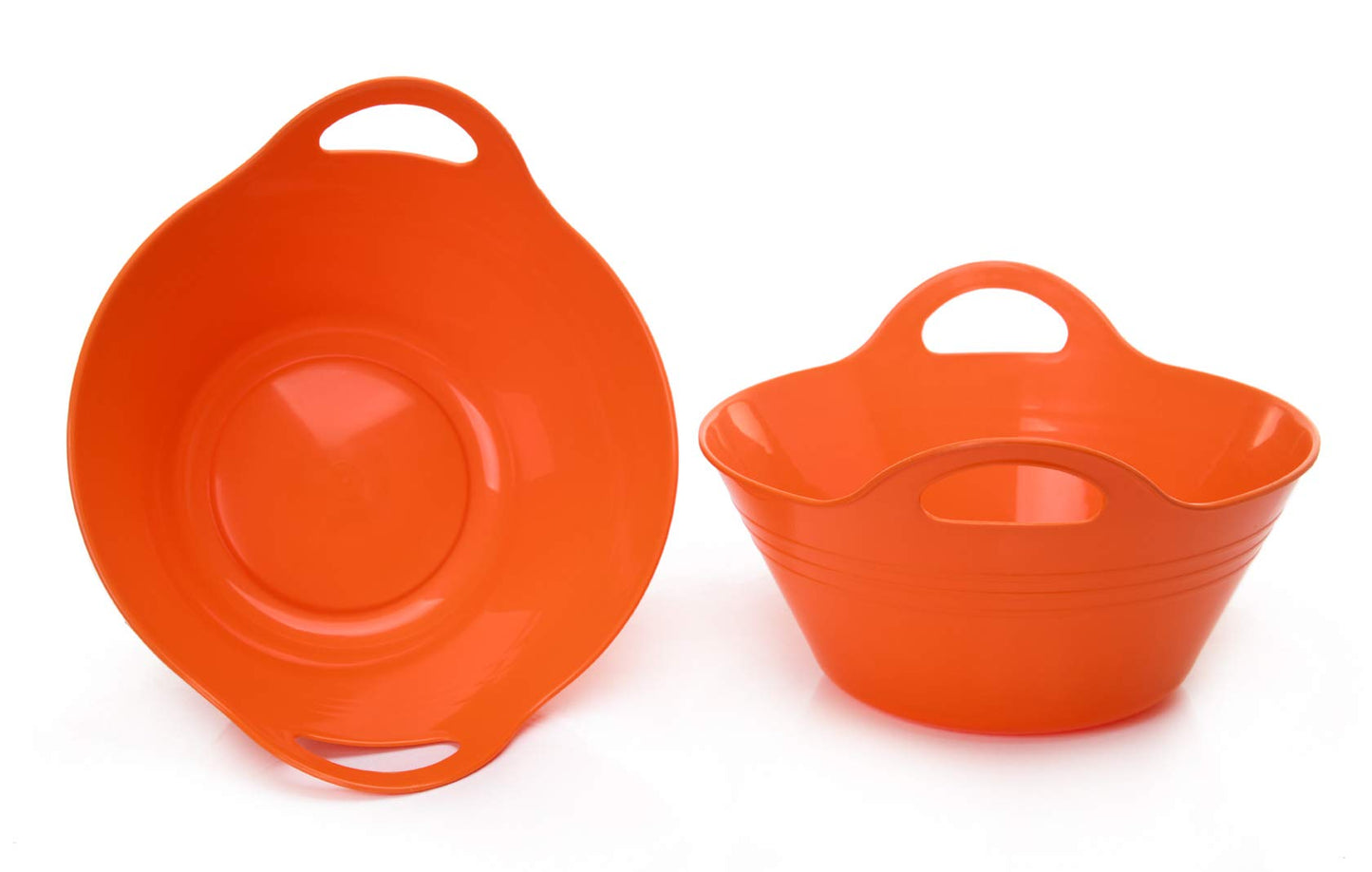 Mintra Home Plastic Bowls – Ideal for Popcorn, Cereals, Snacks, Kitchen Use & Halloween Trick or Treats Candies – Durable, Lightweight, Dishwasher Friendly, 4.5L w/Handles, Orange, 11.25W x 5H, 2 Pack