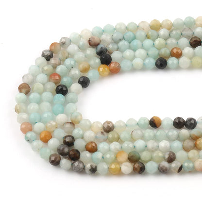 Song Xi 180pcs 2mm Natural Amazonite Gemstone Beads Faceted Round Loose Stone Beads for Jewelry Making