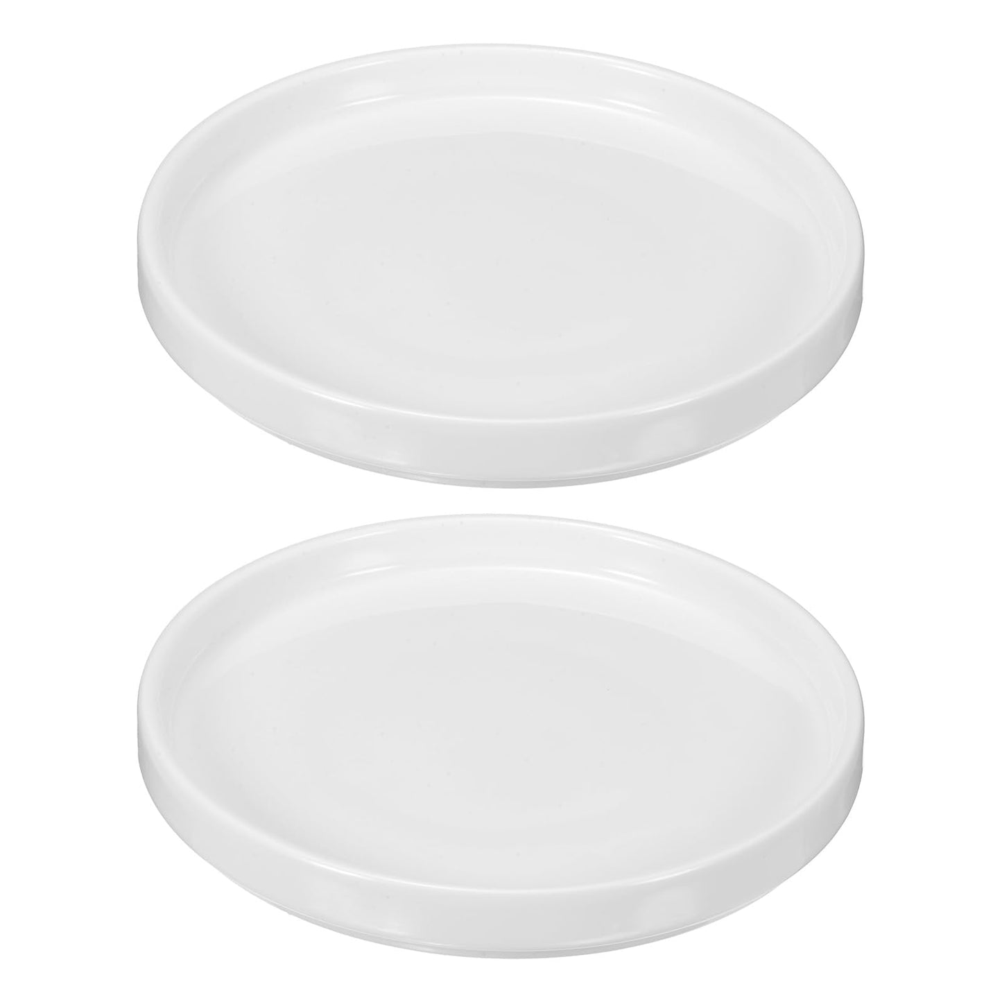 M METERXITY 2-Pack Ceramic Plant Saucer, 5.4 Inch OD Round Plant Saucers Flower Pot Saucers for Indoors/Outdoors Plant Pot, Ceramic Drain Tray [White]