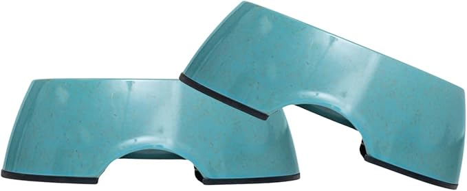 Country Living Set of 2 Teal Blue Bamboo Dog Bowls (64oz) – Naturally Sourced Bamboo Design, Non-Toxic, Durable, Dishwasher & Microwave Safe and Pet-Safe Feeding Dish, Ideal for Extra Large Dogs