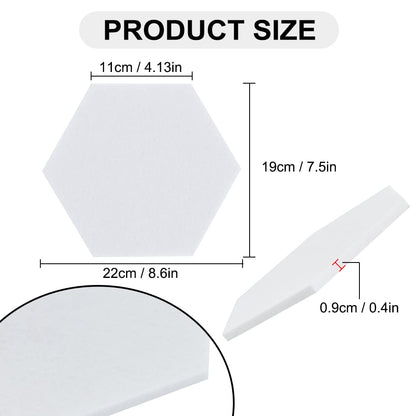 Vuzvuv 6 Pcs Hexagon Bulletin Board with 50 Pushpins & Sticky Note Adhesive Cork Board for Wall，Felt Pin Board for School，Office Decor（Black White Grey）