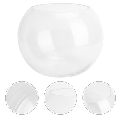 Healeved Glass Hydroponic Plant Vase 20cm Round Fish Tank Terrarium Holder Desktop Flower Pot for Home Office Decor