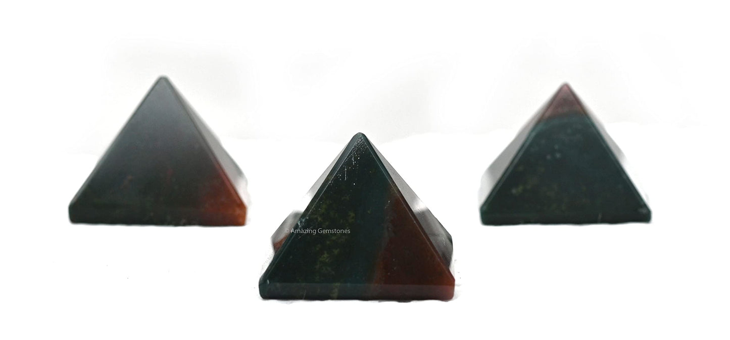 Amazing Gemstone Bloodstone Pyramid Crystal Healing Stones - 1" Great Pyramid Figurine of Natural Stone Pyramid for Meditation, Reiki, Chakra Balancing and Crystal Pyramids Grid