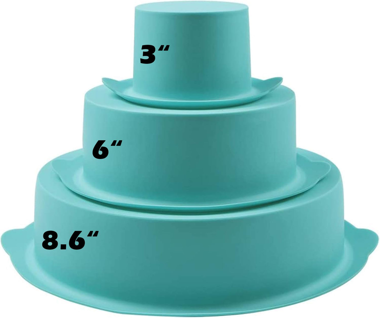 Webake Round Cake Pan Set Silicone Cake Molds Baking Pans for 3 Tier Cake Layer Tin, 8 Inch, 6 Inch, 3 Inch for Birthday, Wedding Anniversary, Halloween, Christmas Party