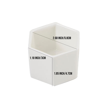 FLOWERPLUS Planter Pots Indoor, 7 Pack 2.75 Inch Modern White Ceramic Small Hex Succulent Cactus Flower Plant Pot with Bamboo Tray for Indoors Outdoor Office Home Garden Kitchen Decor (Hexagon)