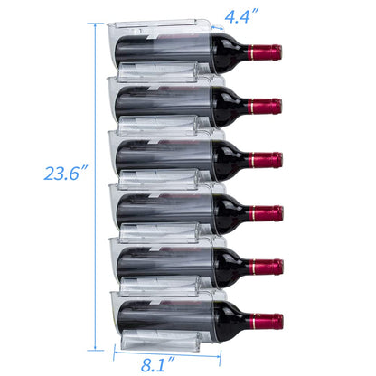 Sutekus 6 Pack Stackable Wine Rack Wine Holder Water Bottle Holder Plastic Counter Top Storage Organizer for Fridge, Cabinet, Pantry, Kitchen