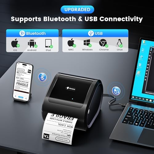 Phomemo D520BT Thermal Label Printer for Business, 4x6 Bluetooth Shipping Label Printer for Small Business & Packages, Compatible with Android, iOS, PC, Amazon, Shopify, USPS