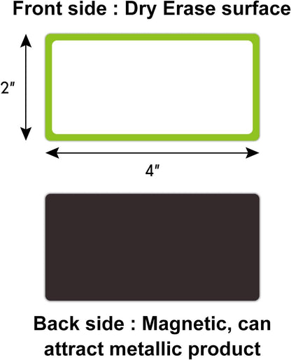 Colored Border Magnetic Dry Erase Labels 4x2 Inch, Reusable Dry Erase Magnet Labels for whiteboard，Pack of 40