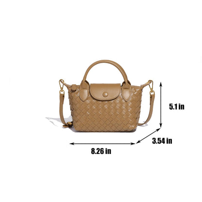 Mini Small Size Braided Luxury Leather Women's top Handle Handbag Fashion Travel Daily Satchel