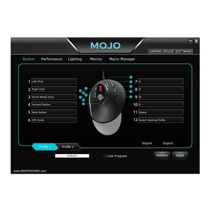 MOJO Silent Dual Mode Wireless Rechargeable Gaming Mouse - Ultra Fast Tournament Level Performance Mouse for PC Gaming w/Adjustable DPI (1000-4800), Custom Software, Macros, and More