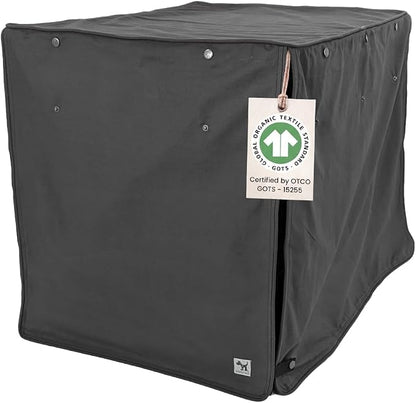 Molly Mutt I'm a Realist Dog Crate Cover, 100% Cotton Canvas Cover with 2 Roll-Up Panels, Ideal for Dog or Cat Crate, Durable, Washable, and Free of Harmful Chemicals, 42" x 28" x 31"