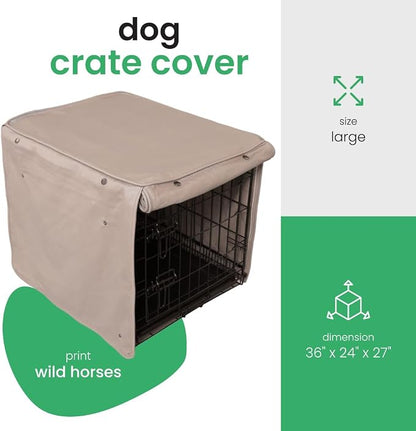 Molly Mutt Wild Horses Dog Crate Cover, 100% Cotton Canvas Cover with 2 Roll-Up Panels, Ideal for Dog or Cat Crate, Durable, Washable, and Free of Harmful Chemicals, 36" x 24" x 27"