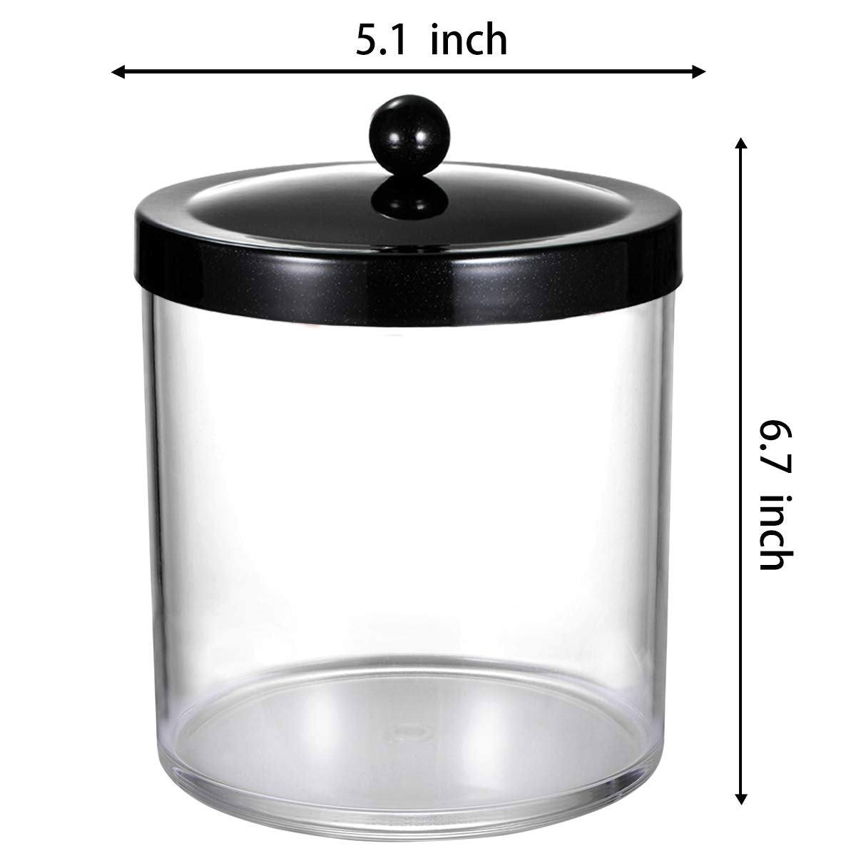 SheeChung 50oz Large Plastic Apothecary Jar with Black Stainless Steel Lid - Shatterproof Laundry Pods Container - Modern Industrial Bathroom & Kitchen Storage Organizer for Scent Beads, Bath Bombs