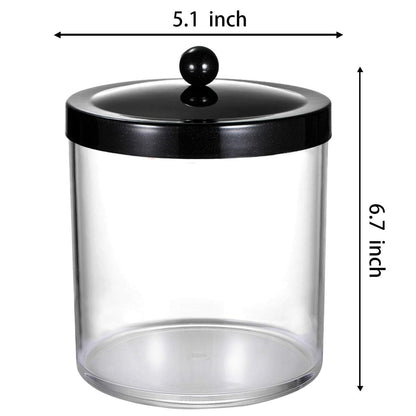 SheeChung 50oz Large Plastic Apothecary Jar with Black Stainless Steel Lid - Shatterproof Laundry Pods Container - Modern Industrial Bathroom & Kitchen Storage Organizer for Scent Beads, Bath Bombs