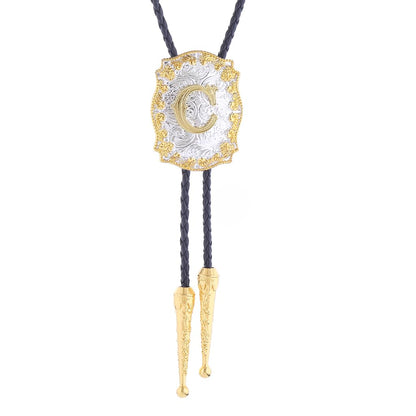 Fibbadet Bolo Tie for Men Initial Letters A-Z Bolo Tie Western Texas Rodeo Cowboy Golden Leather Necktie Necklace Costume Accessories for Husband Wife Halloween Christmas Wedding (C)