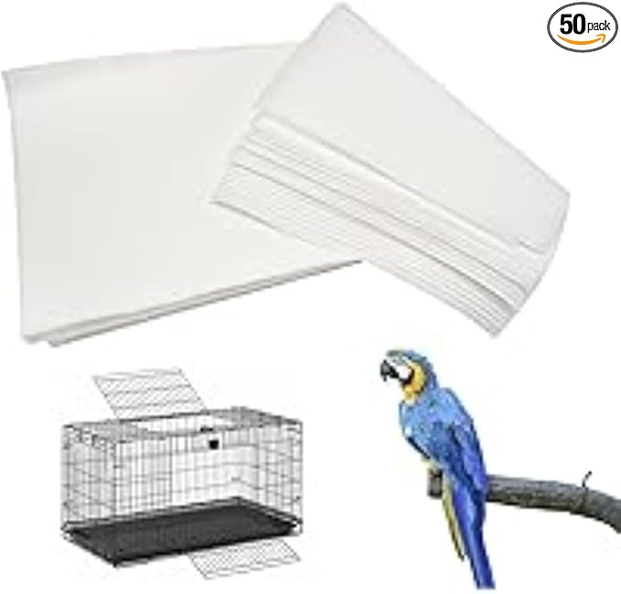Bird Cage Liner Sheets, 18x18 and 24x36 Inches, 100 Count, White, Custom Cut (60lb up to 24x36)