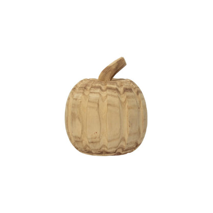 Creative Co-Op Hand-Carved Paulownia Wood Pumpkin