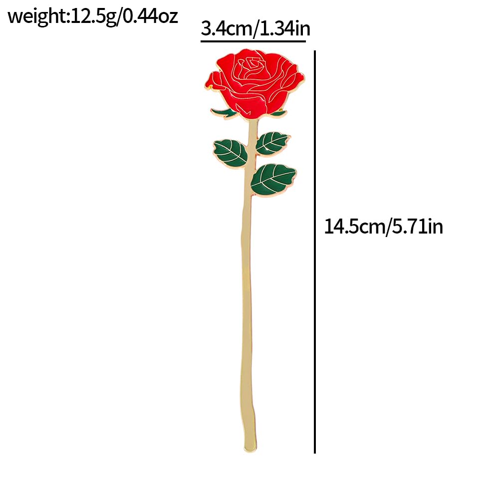 Rose Metal Bookmark Gift - an Elegant Floral Bookmark, a Durable and Stylish Reading Accessory. A Graceful Gift for Readers and Teachers, Perfect for Valentine's Day, Mother's Day (Rose 4pcs)
