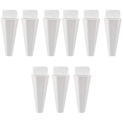 Yardwe Hanging Flower Pot 9Pcs Set White Plastic Wall Planters for Indoor and Outdoor Garden Decor Hydroponic and Trailing Compatible