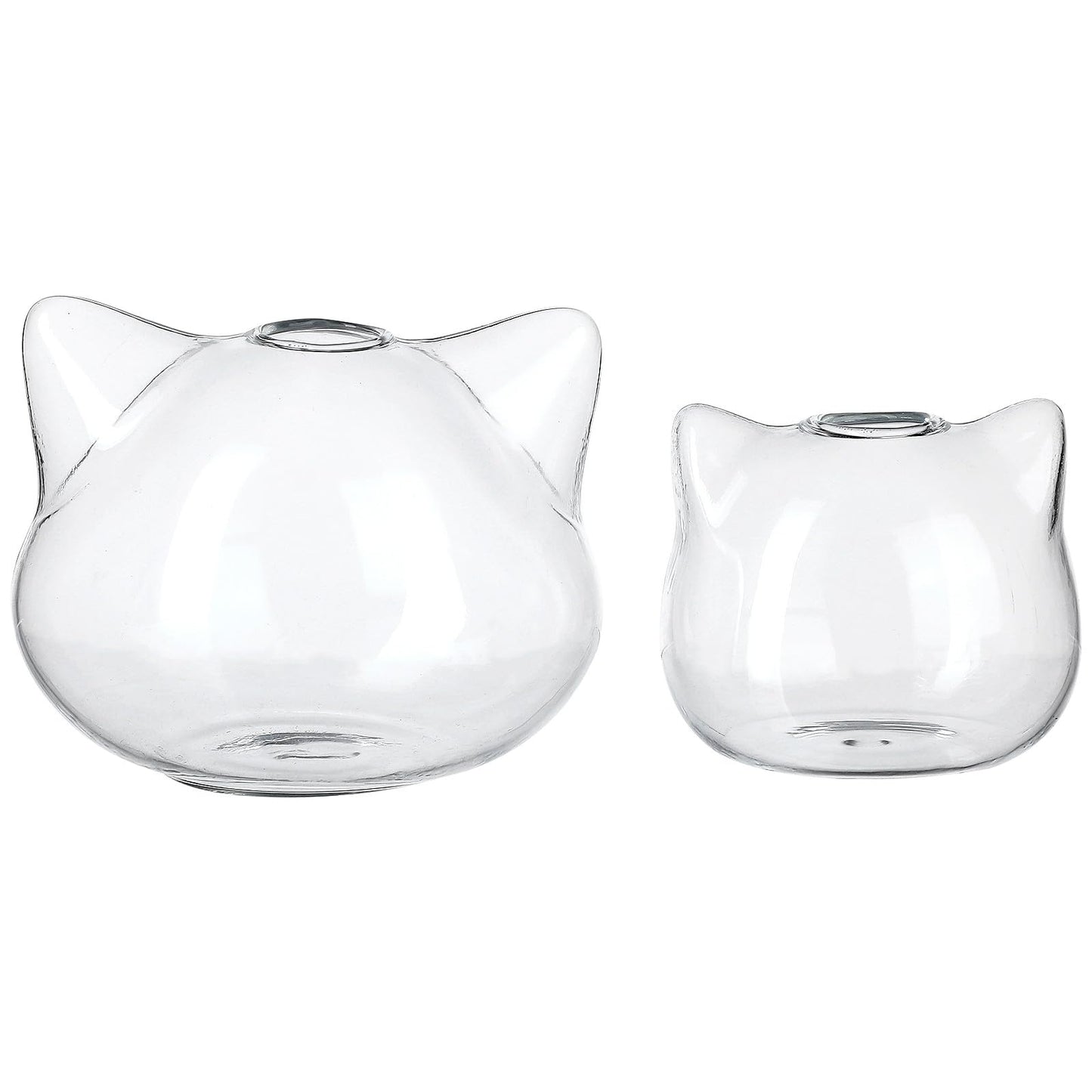 LOEFLIFA 2pcs Cat Shape Glass Hydroponic Vase Set, Small Portable Green Plant Terrarium Vases for Desktop Home Office Décor