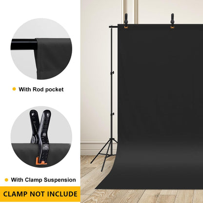 CPLIRIS 10x8ft Black Backdrop Background for Photography, High Density Polyester Fabric Photo Backdrop Curtain for Portrait Photoshoot, Party and Video