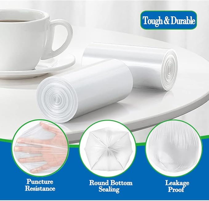 4 Gallon 350pcs small Trash Bags Strong Clear Garbage Bags, Bathroom Trash Can