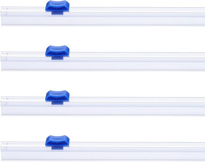 PATIKIL 4pcs Plastic Wrap Cutter, 19in Plastic Wrap Slide Cutter Snap Card Slot Installation Replacement for Aluminum Foil Wax Paper Parchment Paper Wrap Dispenser, Blue