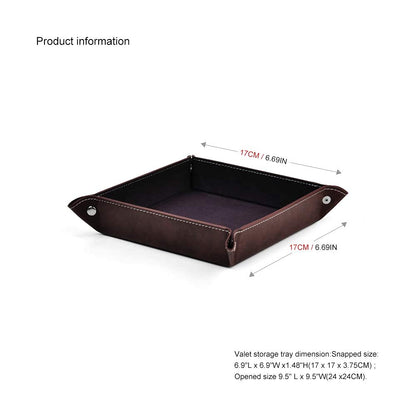 Oirlv Premium Leather Valet Tray for Men Jewelry Organizer, Desktop Storage,Key Wallets Cell Phones Catchall Tray Nightstand or Dresser Organizer Plate (Purple)