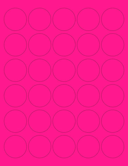 NextDayLabels - 8-1/2 x 11" Neon Color High Light Fluorescent Labels for Laser & Inkjet Printer (Pink Fluorescent, 1.5" Round - 30 Per Page | 750 Labels)