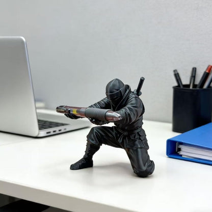 2SupMask Ninja Pen Holder for Desk, Black Ninja Decor Pen Stand Pencil Holder Desk Accessories for Office Home Classroom
