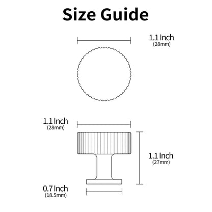 Alzassbg Matte Black Ribbed Round Cabinet Knobs 10 Pack, AL6095MB