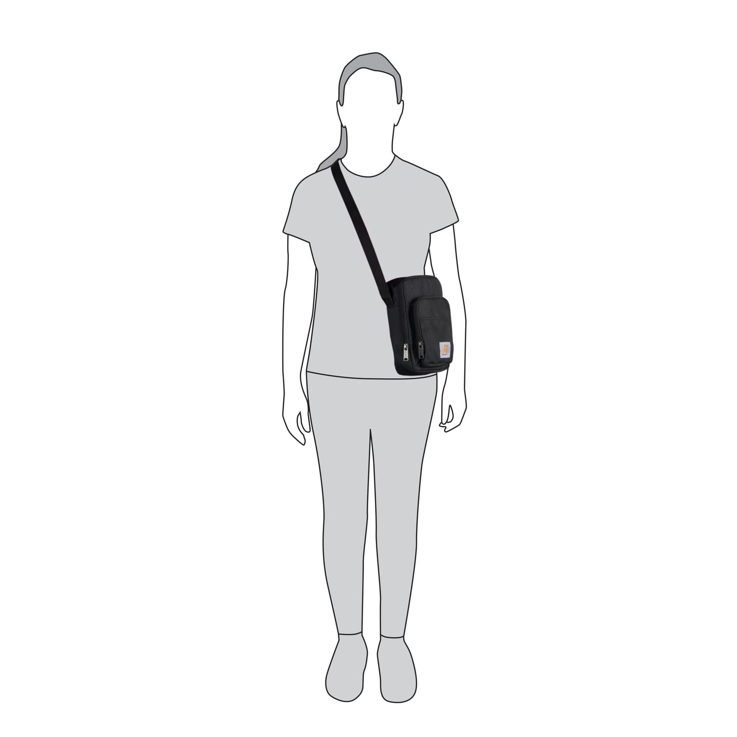Carhartt Unisex Adult Zip, Durable, Adjustable Crossbody Bag with Zipper Closure, Black, One Size, Black, One size